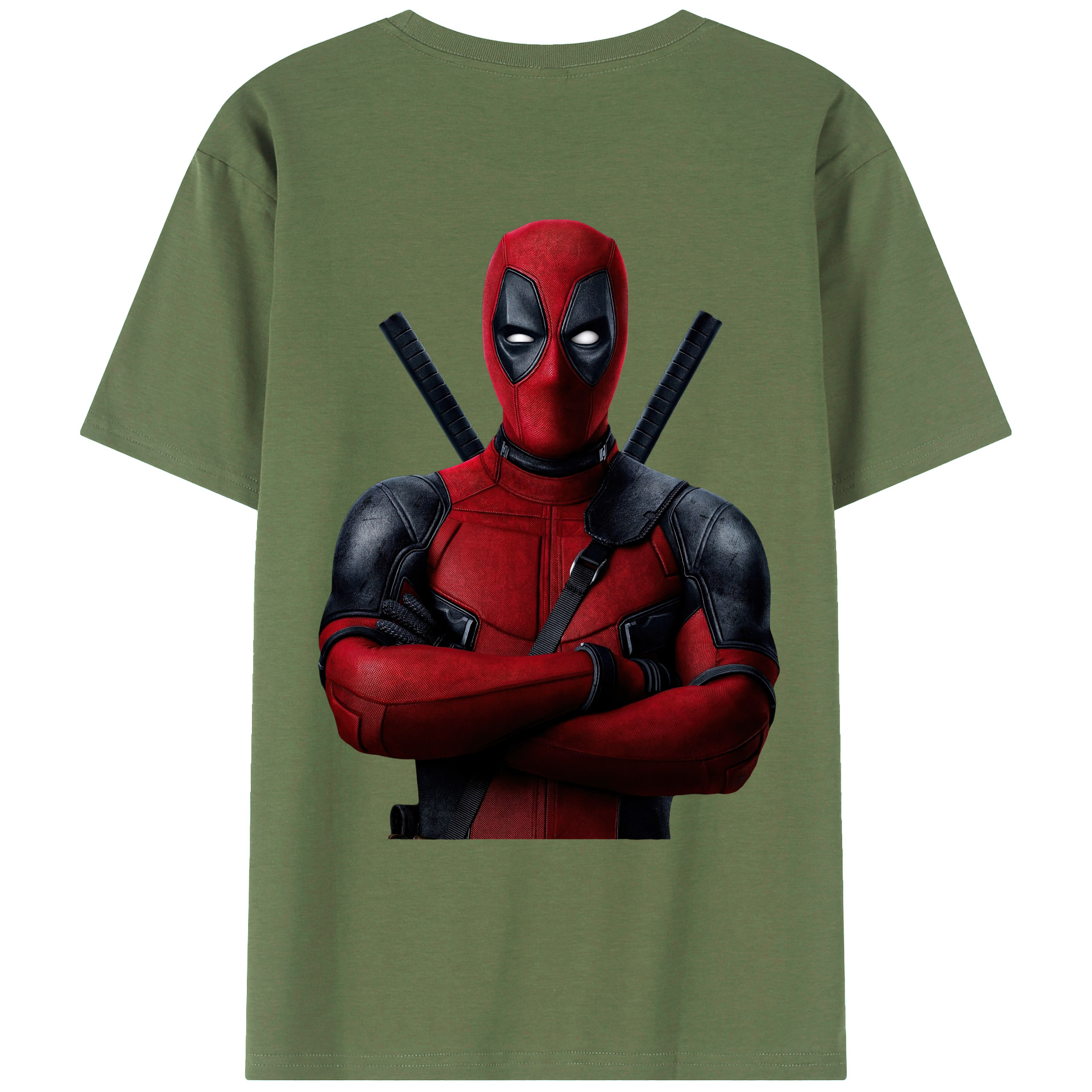 （画像用） Deadpool デッドプール 綿100％ メンズ半袖Tシャツ（バックプリント） 通気性